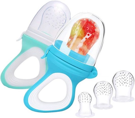 Mordedor dispensador de frutas para bebés 3-12m, 2 unidades, 6 boquillas