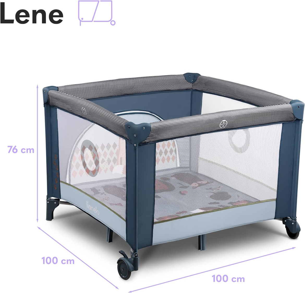 LIONELO FIE cestovní postýlka ohrádka 100x100cm DO 15KG