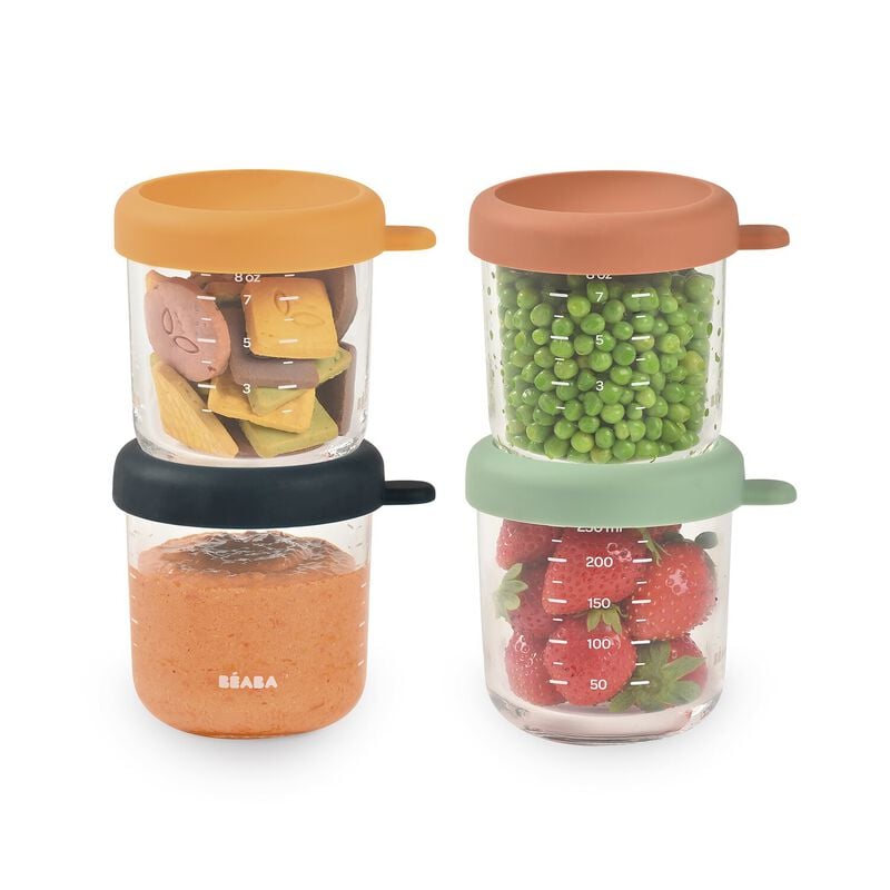 Béaba Sunrise skleněné nádoby na potraviny s uzávěrem 250ml x4