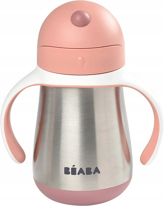 BEABA cană antigqurare cu pai DIN OȚEL 250 ml