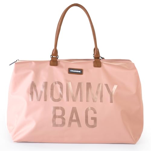 Childhome Mommy Bag – różowa torba z brązowymi uchwytami