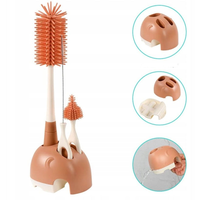VICLOON 3v1 silikonové kartáče na čištění lahví, dudlíků a brček 32cm
