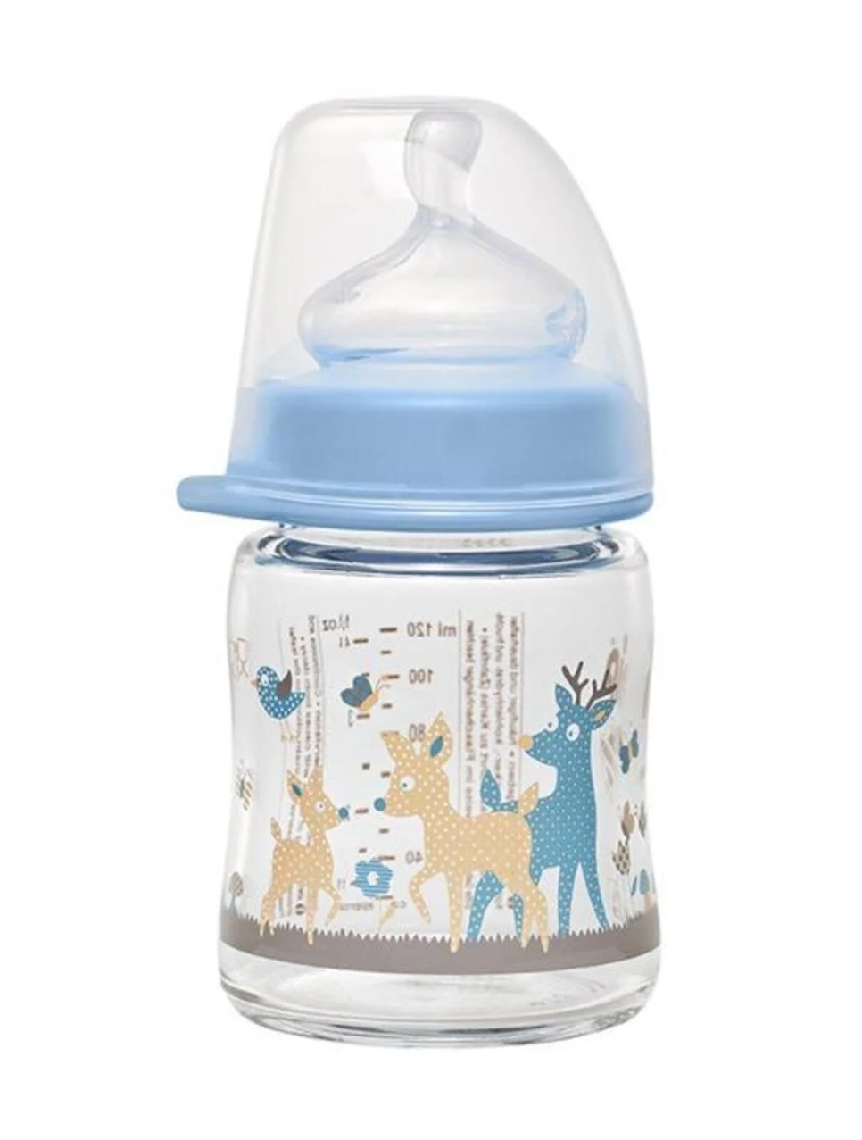 NIP skleněná láhev s dudlíkem velikost S pomalý průtok 120 ml ACTIFLEX