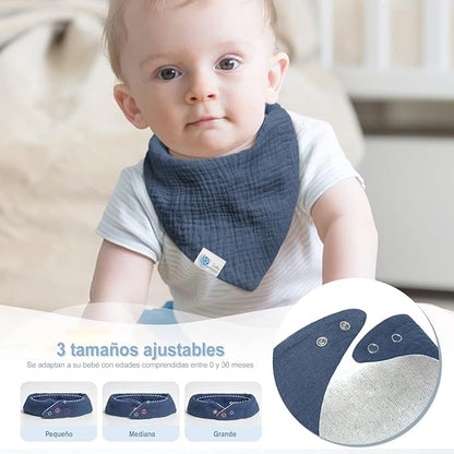 LULU MOON snap-button bandana bibs 0–36 months x6