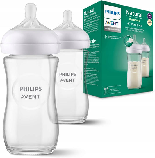 PHILIPS AVENT Natural RESPONSE glass bottle 240 ml 1m+ x2