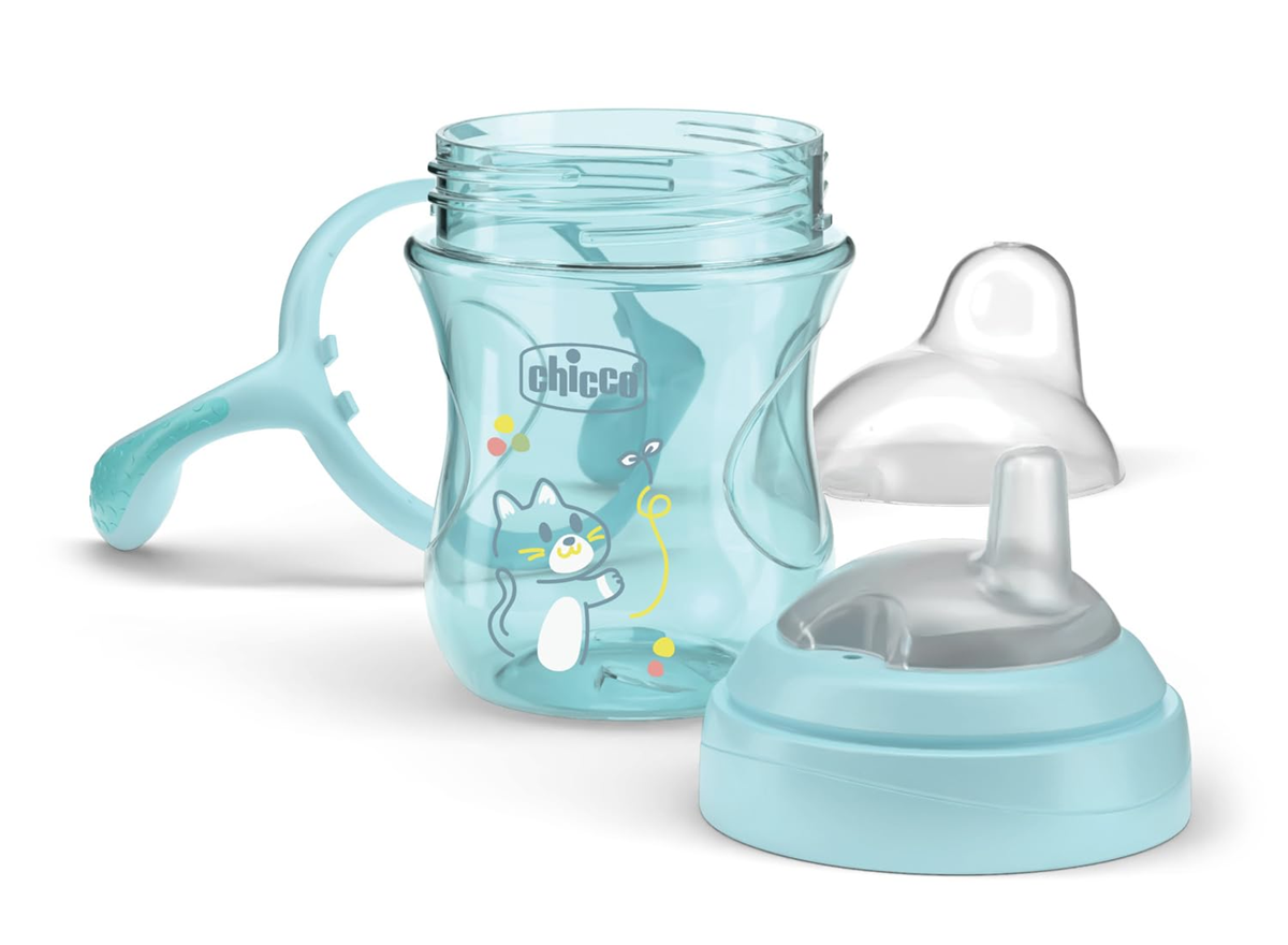 CHICCO Transition Cup hrnek nekapající s náustkem a držadly 200 ml 4 m+