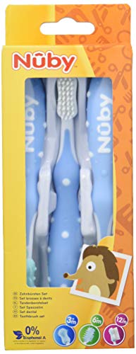 Nuby ID754 modré zubní kartáčky x3