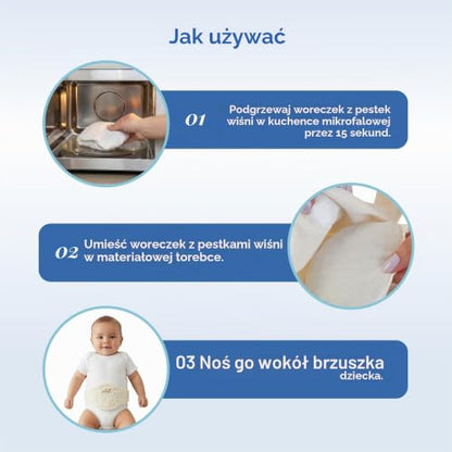BABYJEM pás s termoforem z třešňových pecek bílý