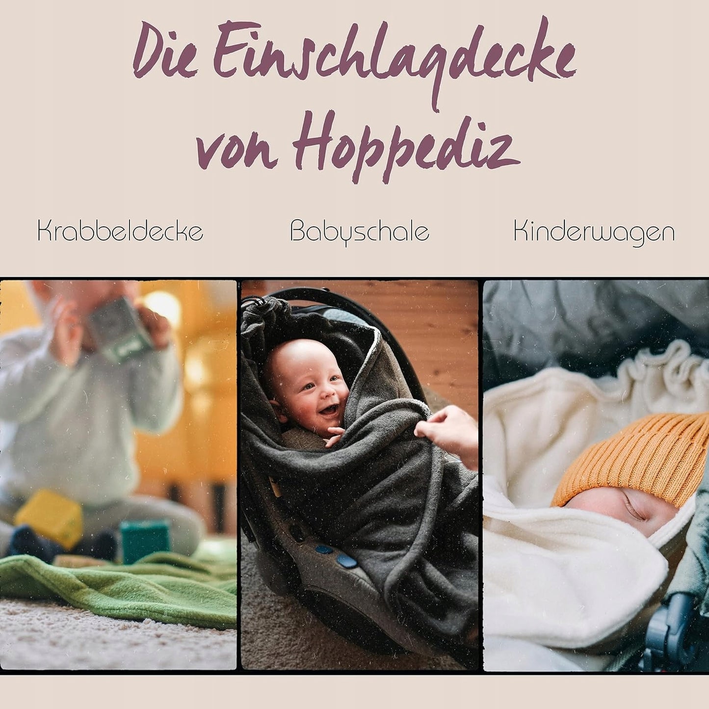 HOPPEDIZ fleece wrap blanket for a car seat with 3- and 5-point harnesses