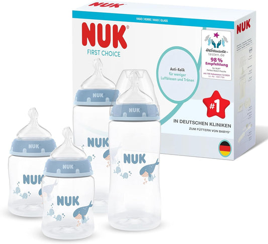 NUK First Choice Set 4x Flasche 150/300 ml Sauger S/M 0–3 Monate+ WAL
