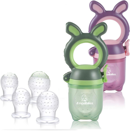 ANGELBLISS kousátko podavač na ovoce pro děti 3-12m 2 kusy 6 náustků