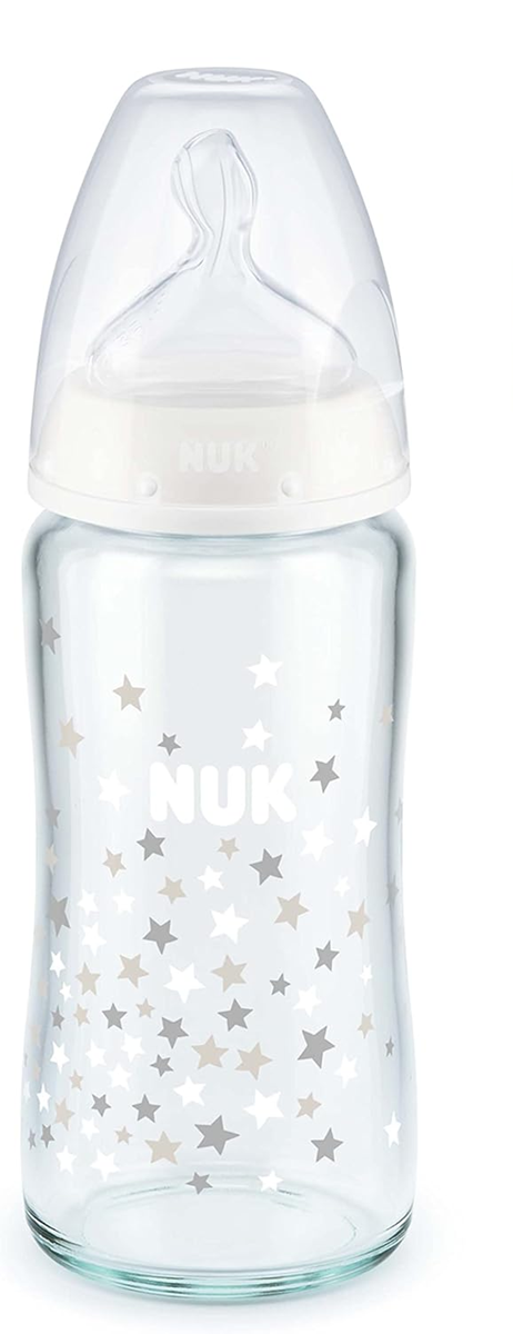 NUK First Choice+ skleněná láhev 240 ml 0-6 m dudlík M indikátor teploty