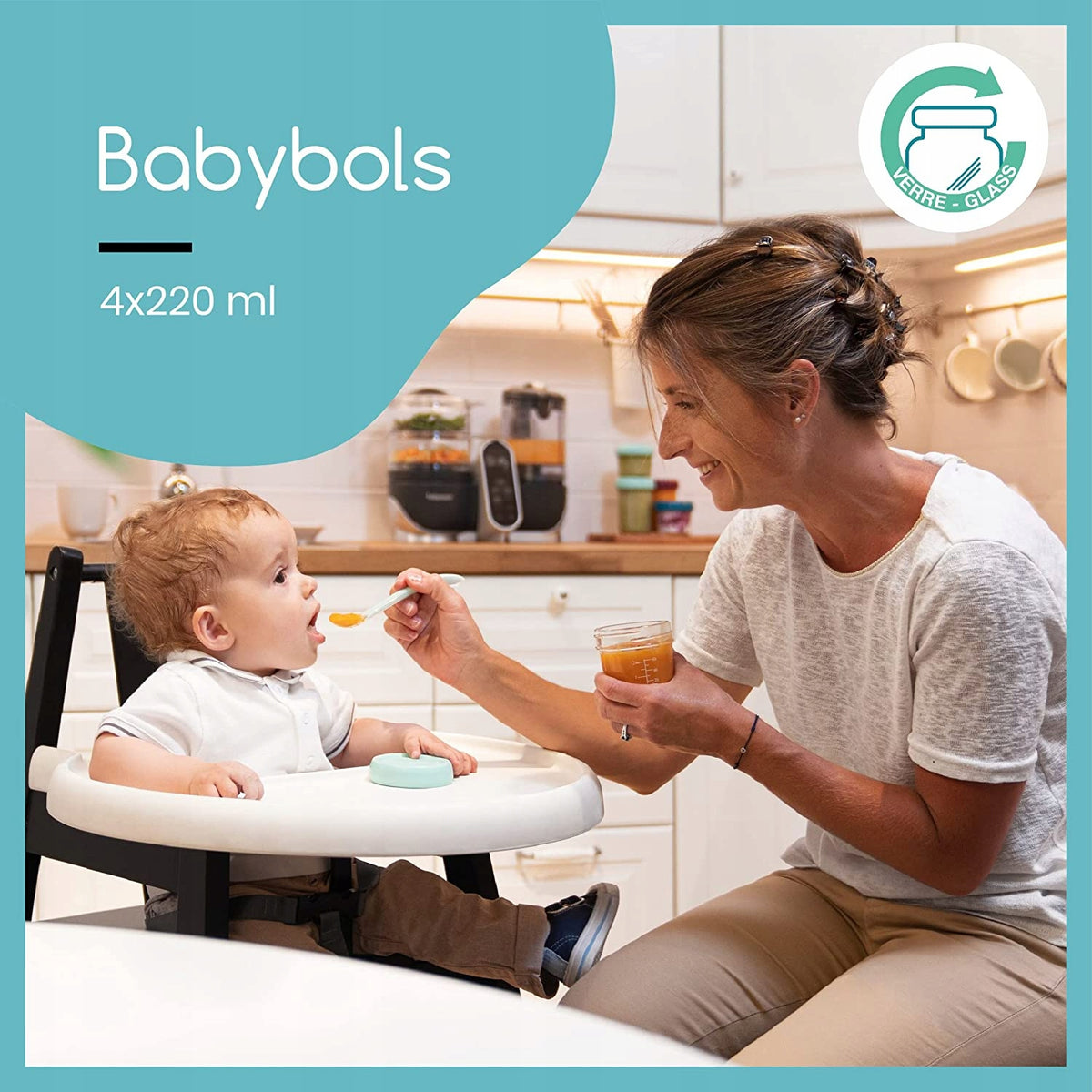 BABYMOOV Babybols ÜVEG tárolóedények 4×220 ml