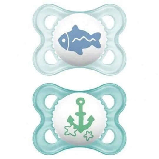 MAM ORIGINAL smoczek uspokajający 2-6m box steryli KAUCZUK niebieski, zestaw 2 szt.