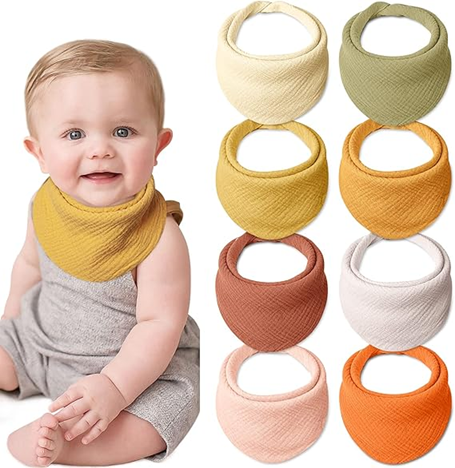 LULU MOON mušelínové bandany bryndáčky na patentky 0-36 měsíců x8