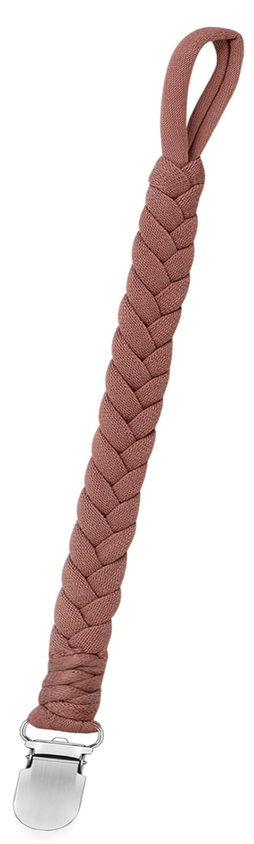 ANNHAO bavlněný řetízek na dudlík s klipsem 22 cm HNĚDÝ