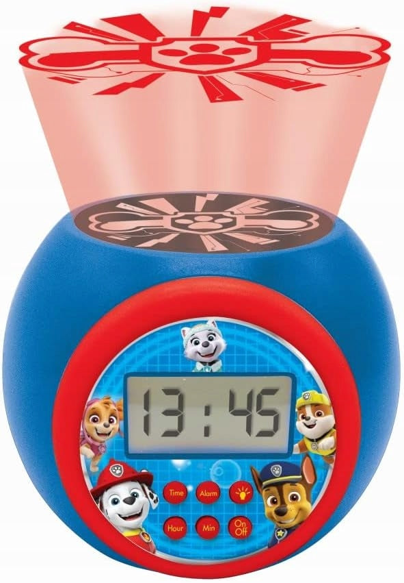 LEXIBOOK Paw Patrol projektor 3 barvy a budík s LCD displejem