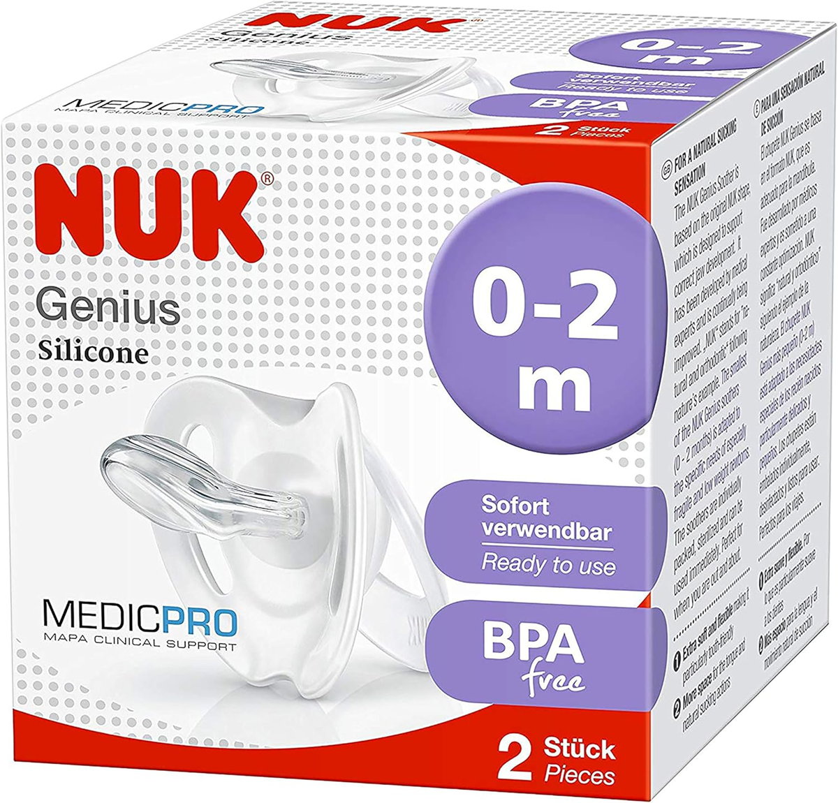NUK Genius Medic Pro dudlík uklidňující x2 0-2 měsíce