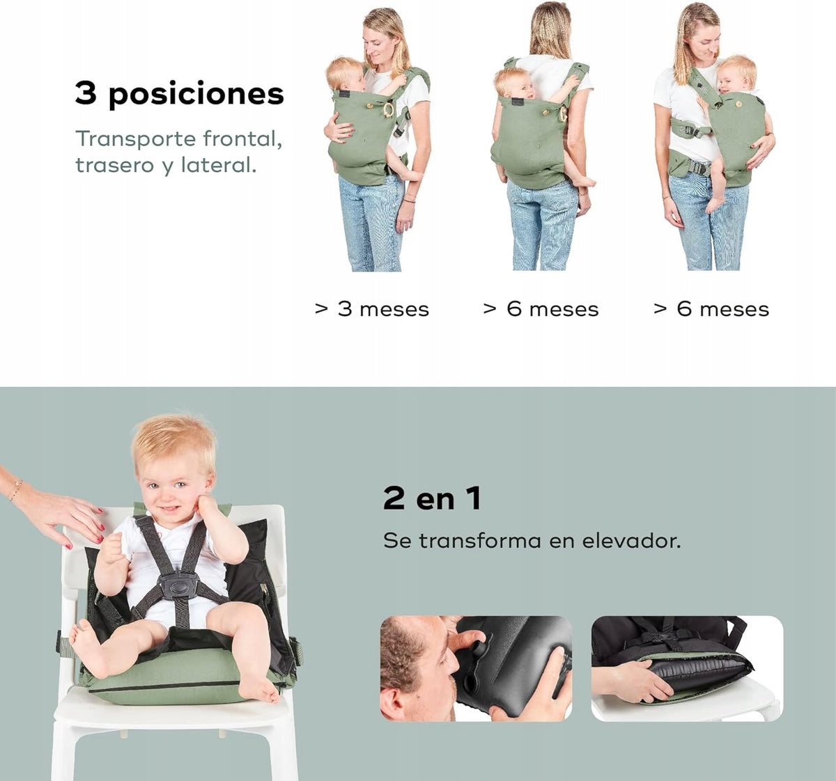 BABYMOOV MOOV&BOOST soft carrier, seat booster 2in1