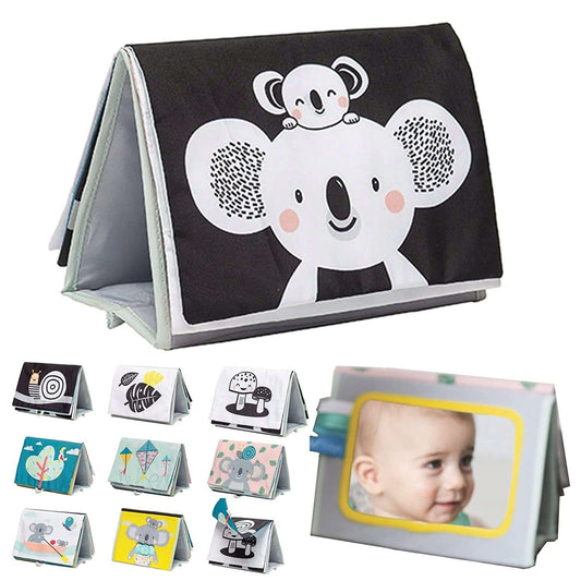TAF TOYS książka sensoryczna kontrastowa LUSTERKO, kontrastowa książka dla niemowląt 0msc+ z lusterkiem, BPA free