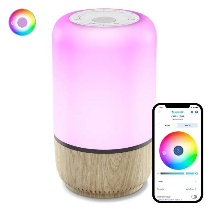MAXI-COSI Soothe noční LED lampička s reproduktorem aplikace Connected Home