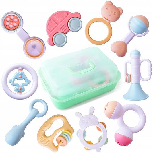 TOYABI Baby Chrastítka sada 10 kusů + úložný box
