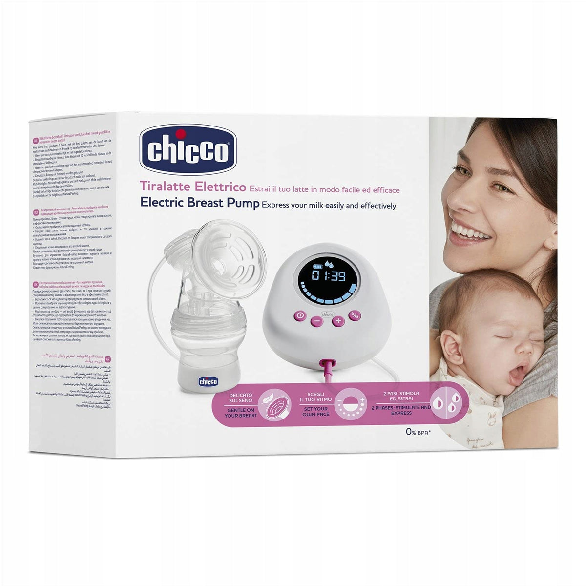 CHICCO Naturally elektromos mellszívó, rózsaszín