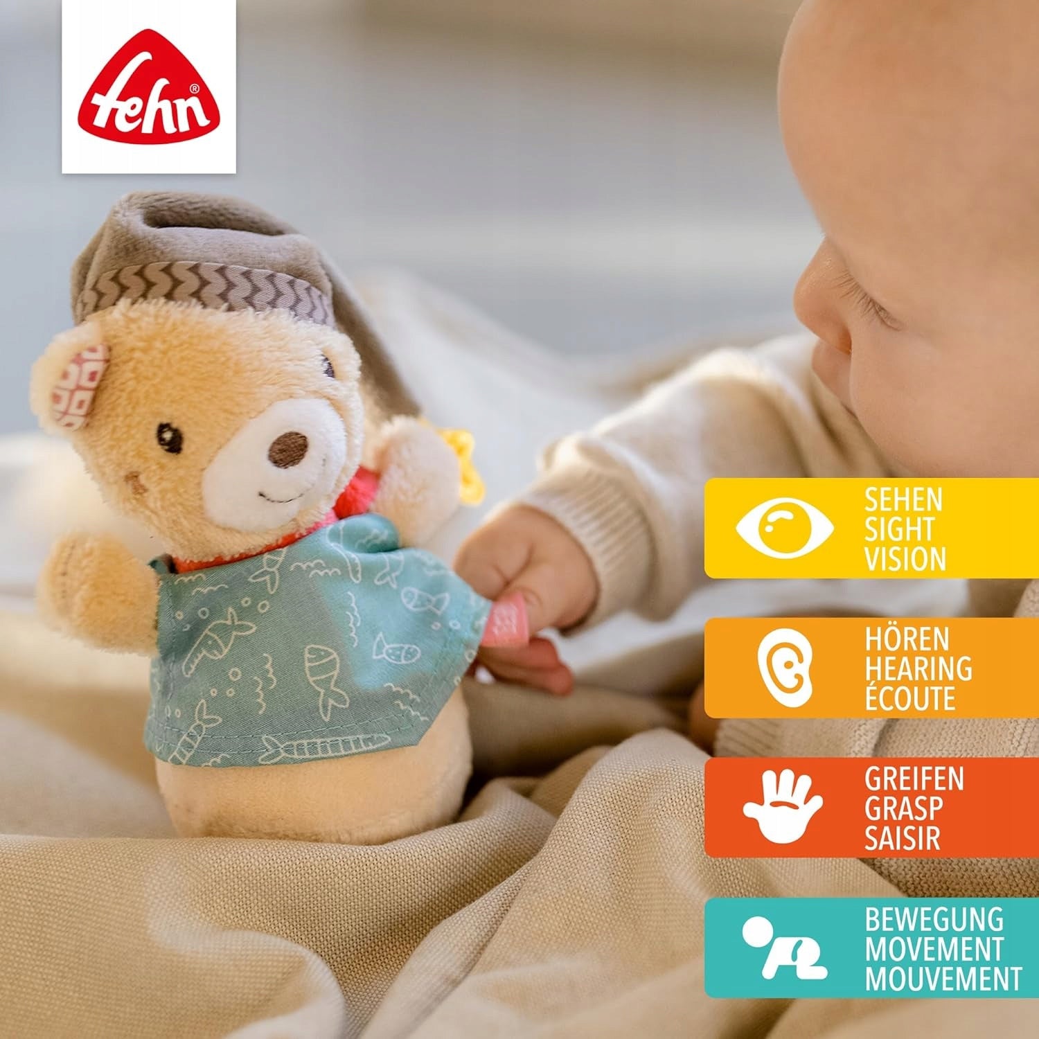 FEHN Bruno Bear Rocking Rattle 14cm