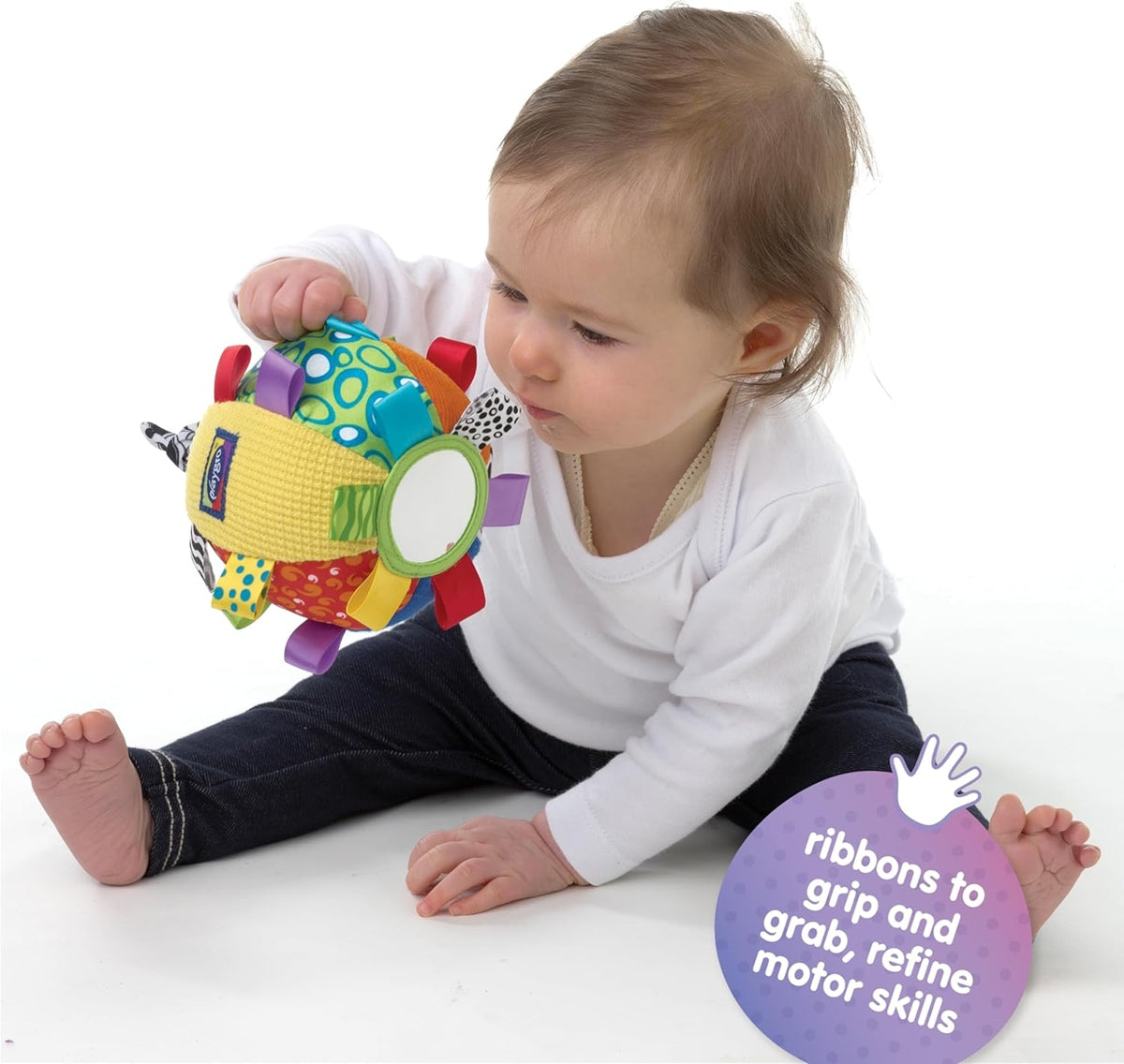 PLAYGRO Loopy Loops senzorický plyšový míček se zrcátkem a zvonečkem