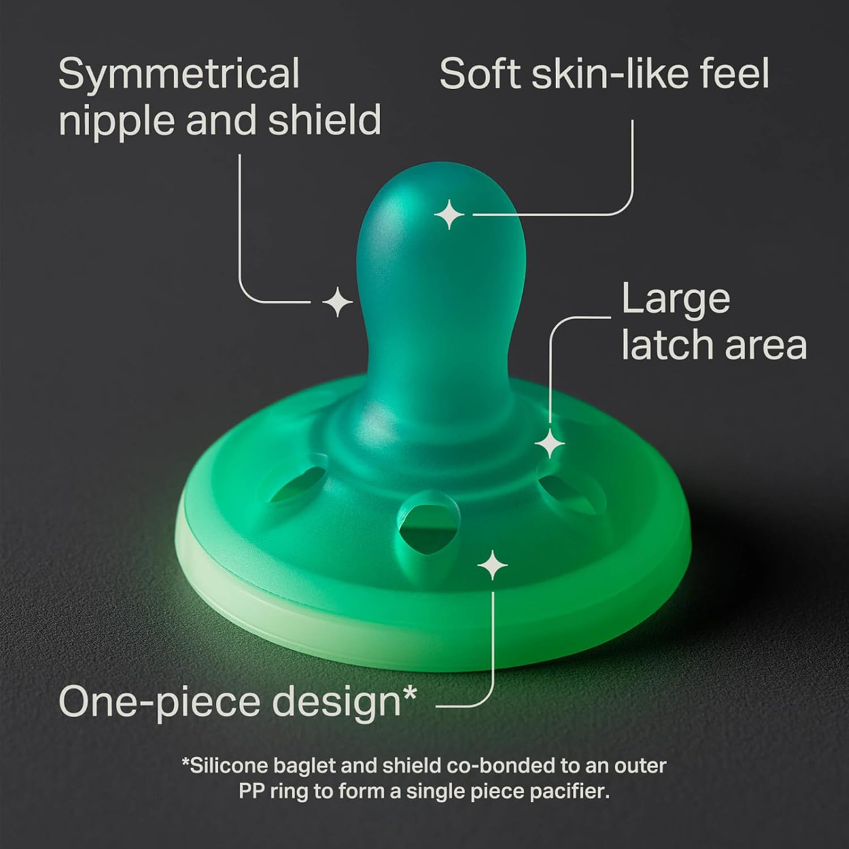 TOMMEE TIPPEE dudlík uklidňující Breast Like x4 0-6 měsíců SVÍTÍCÍ