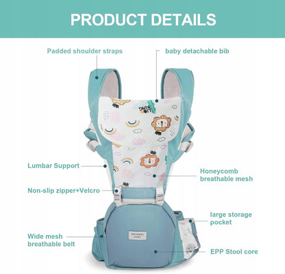 NUKIED ergonomic baby carrier with hip belt 6-in-1