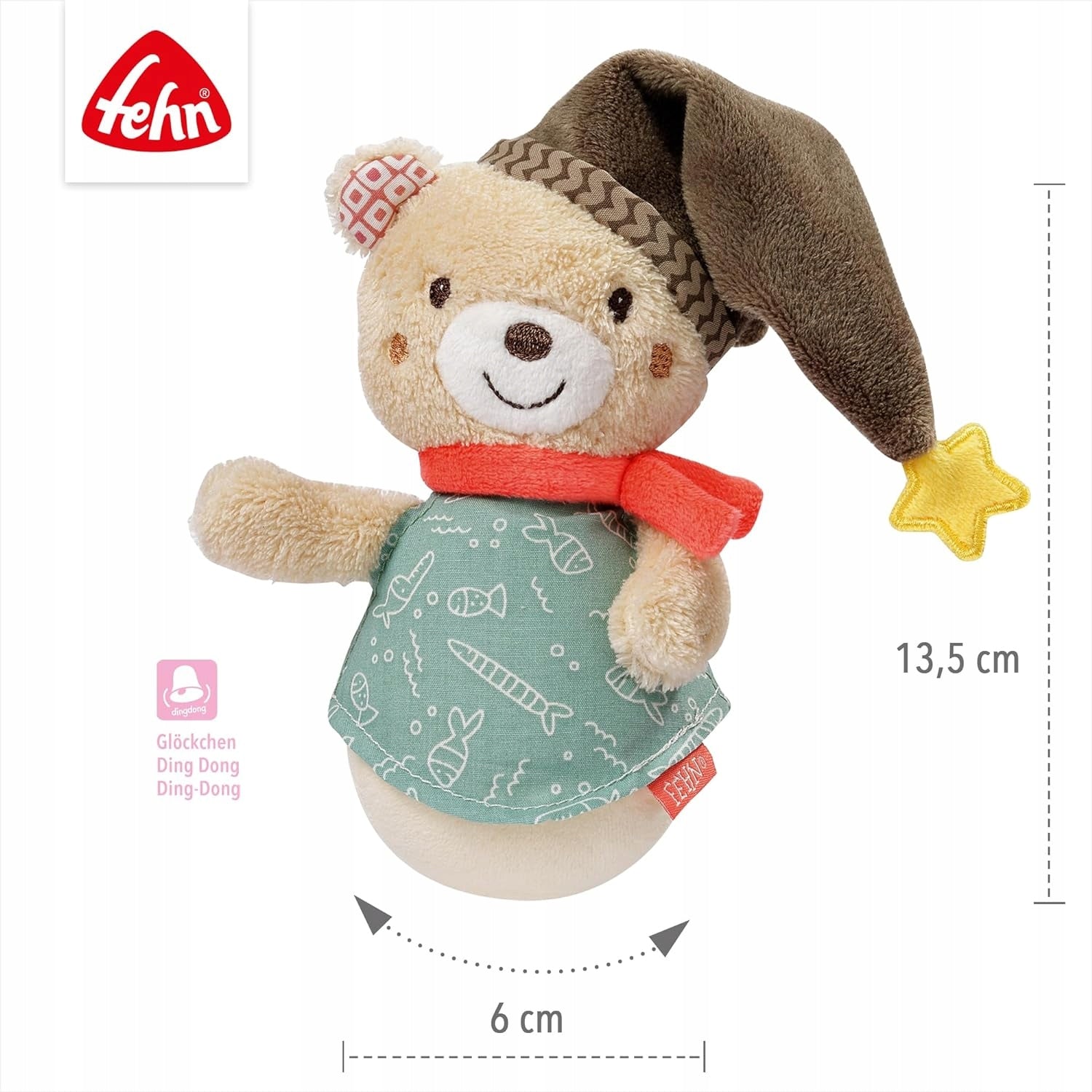 FEHN Bruno Bear Rocking Rattle 14cm