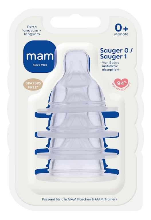 MAM bottle teat 0+ (size 1) free flow x4