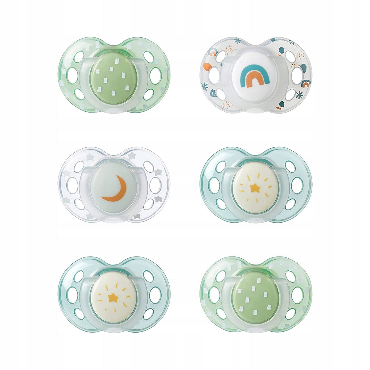 TOMMEE TIPPEE συμμετρικές πιπίλες x6 ΦΩΣΦΟΡΙΖΟΥΝ 18-36