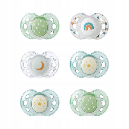 TOMMEE TIPPEE συμμετρικές πιπίλες x6 ΦΩΣΦΟΡΙΖΟΥΝ 18-36
