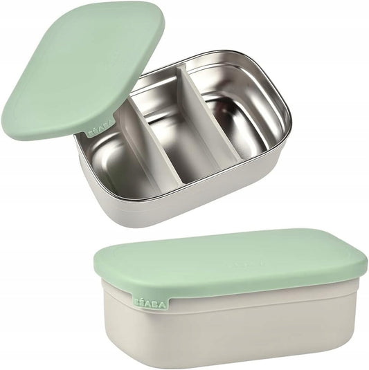BEABA Svačinový box lunchbox NEREZOVÁ OCEL 760ml s přihrádkami