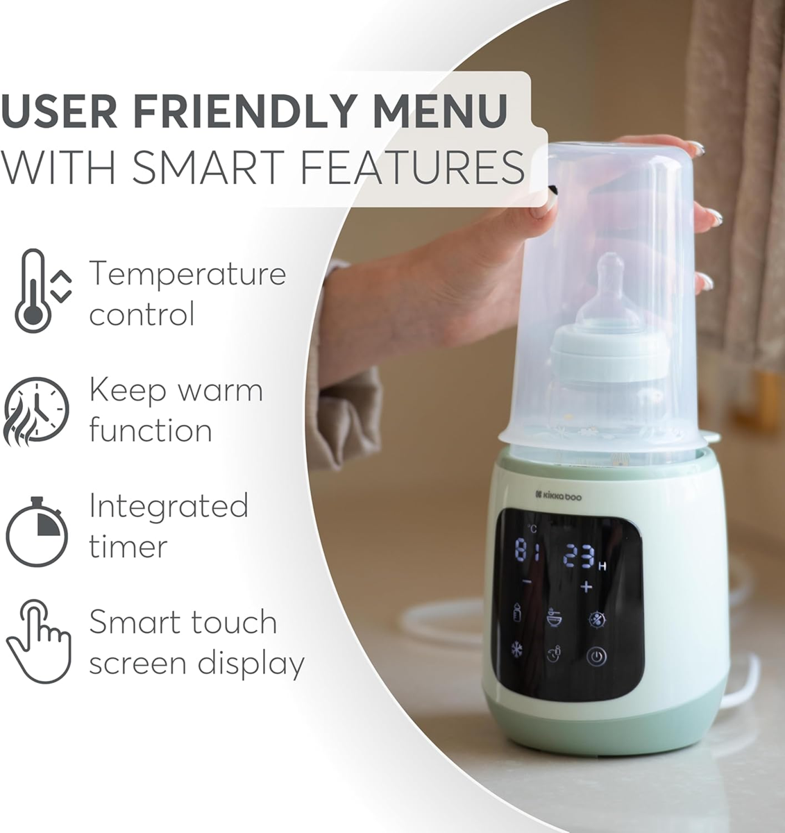 KIKKA BOO CALDO bottle and jar warmer, 4-in-1 sterilizer