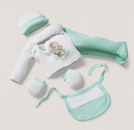 INTERBABY cotton gift set: pajamas, hat, socks, bib, tights – product image 2