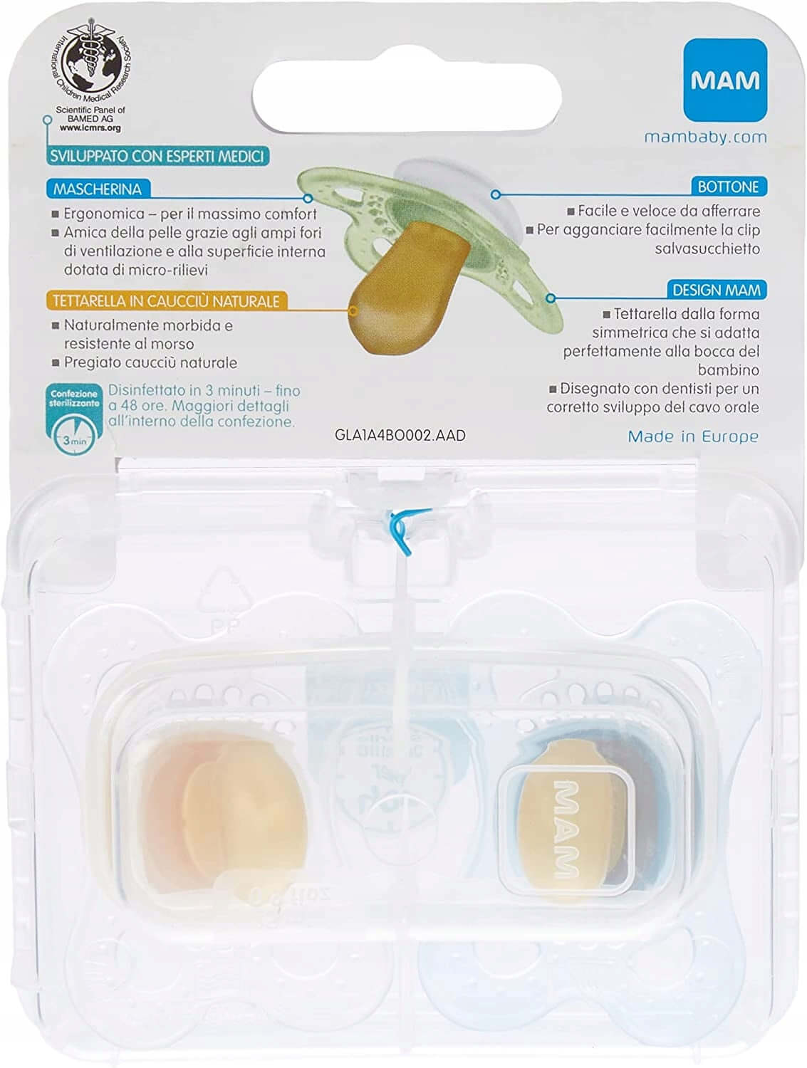 MAM ORIGINAL smoczek uspokajający 2-6m box steryli KAUCZUK, 2 szt. z pudełkiem do sterylizacji
