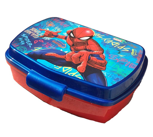 STOR Spidermanbreakfast boxage 3 l+colour blue and redwidth 14 cm, length 17 cm, height 5.5 cmcapacity 620