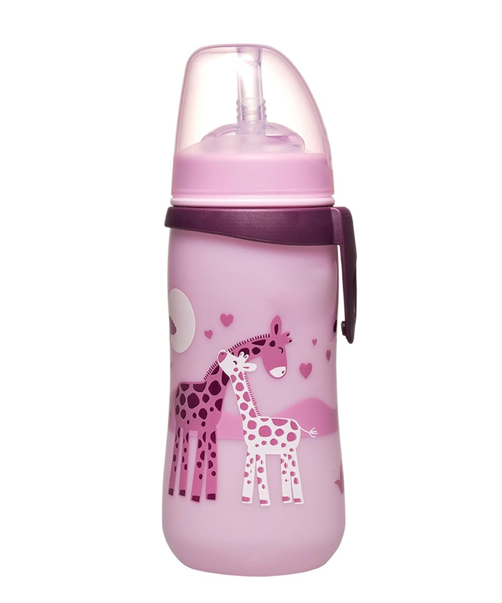 NIP Straw Cup sippy cup with straw 330 ml 12 m+ GIRAFFES