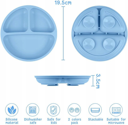 VICLOON plato dividido con ventosa x3 + cuchara x2 + tenedor x2