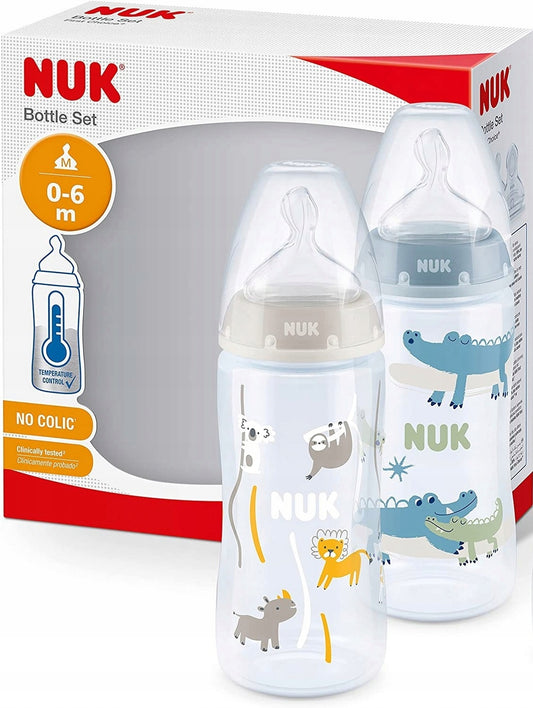 NUK Set de biberones anticólicos 2x300 ml 0-6 meses