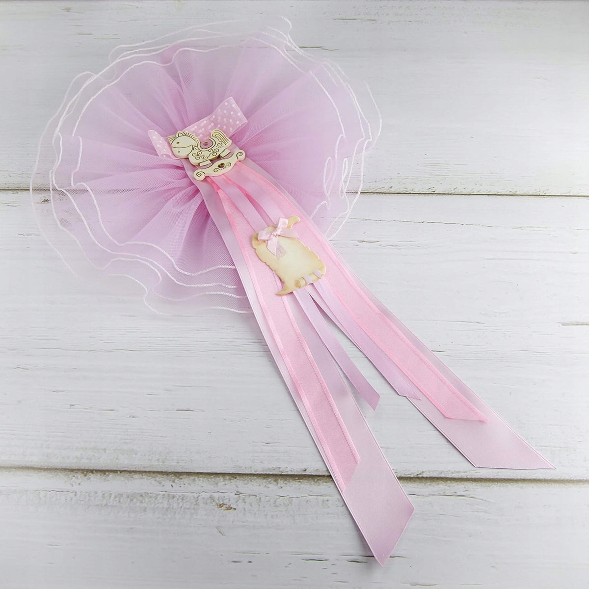 MARELI baby birth bow 32 cm ceramic tulle satin