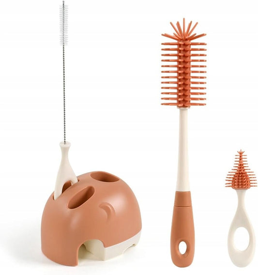 VICLOON 3 in 1 spazzole in silicone per la pulizia di biberon, tettarelle e cannucce 32cm