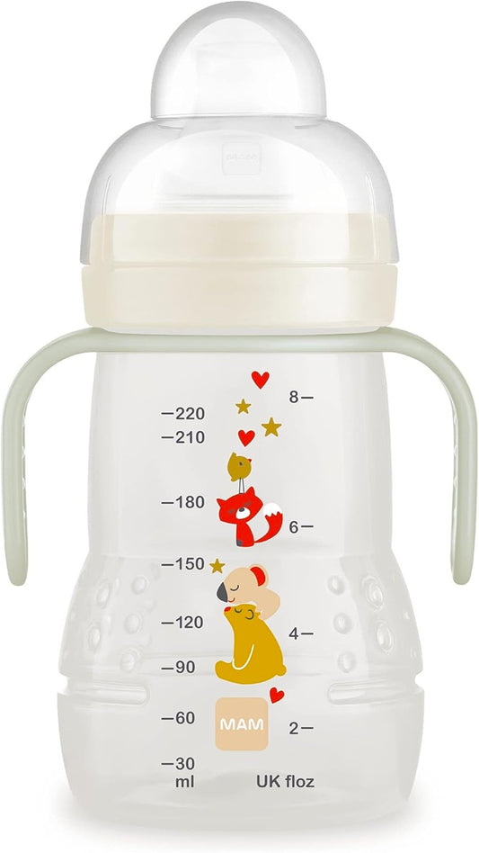 MAM Trainer Night hrnek s nekapkem 2 náustky a svítící držadla 220 ml 4 m+
