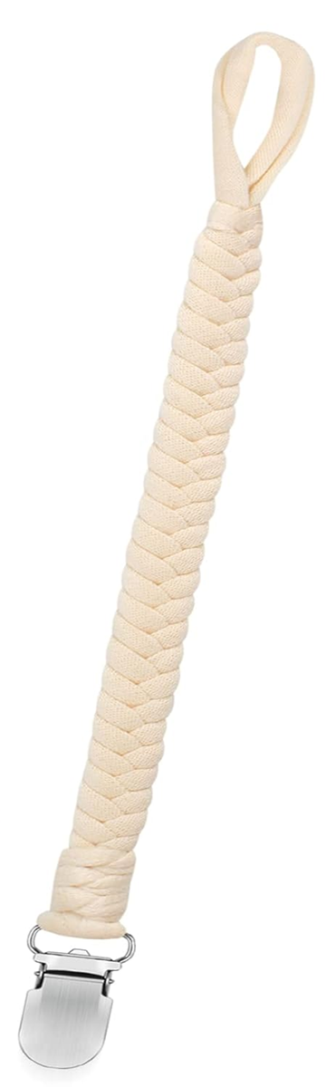 ANNHAO bavlněný řetízek na dudlík s klipsem 22 cm BÉŽOVÝ