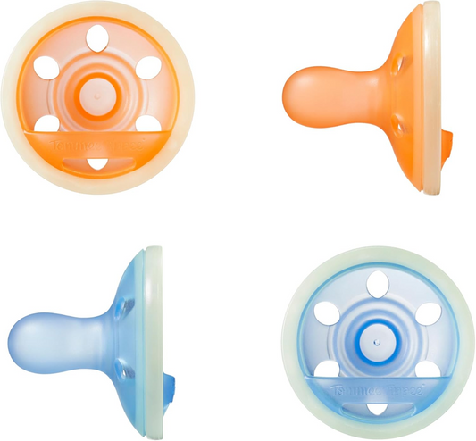 TOMMEE TIPPEE dudlík uklidňující Breast Like x4 6-18 měsíců SVÍTÍCÍ