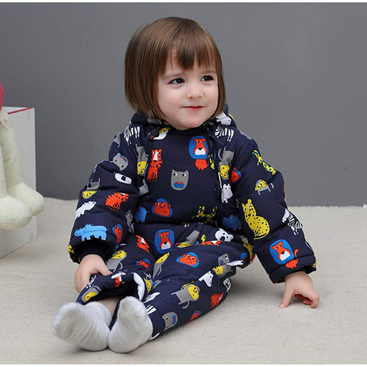 JIAMY winter hooded snowsuit 18–24 months + mittens and booties