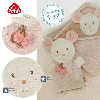 Fehn Mouse wash mitt with illuminated embroidery